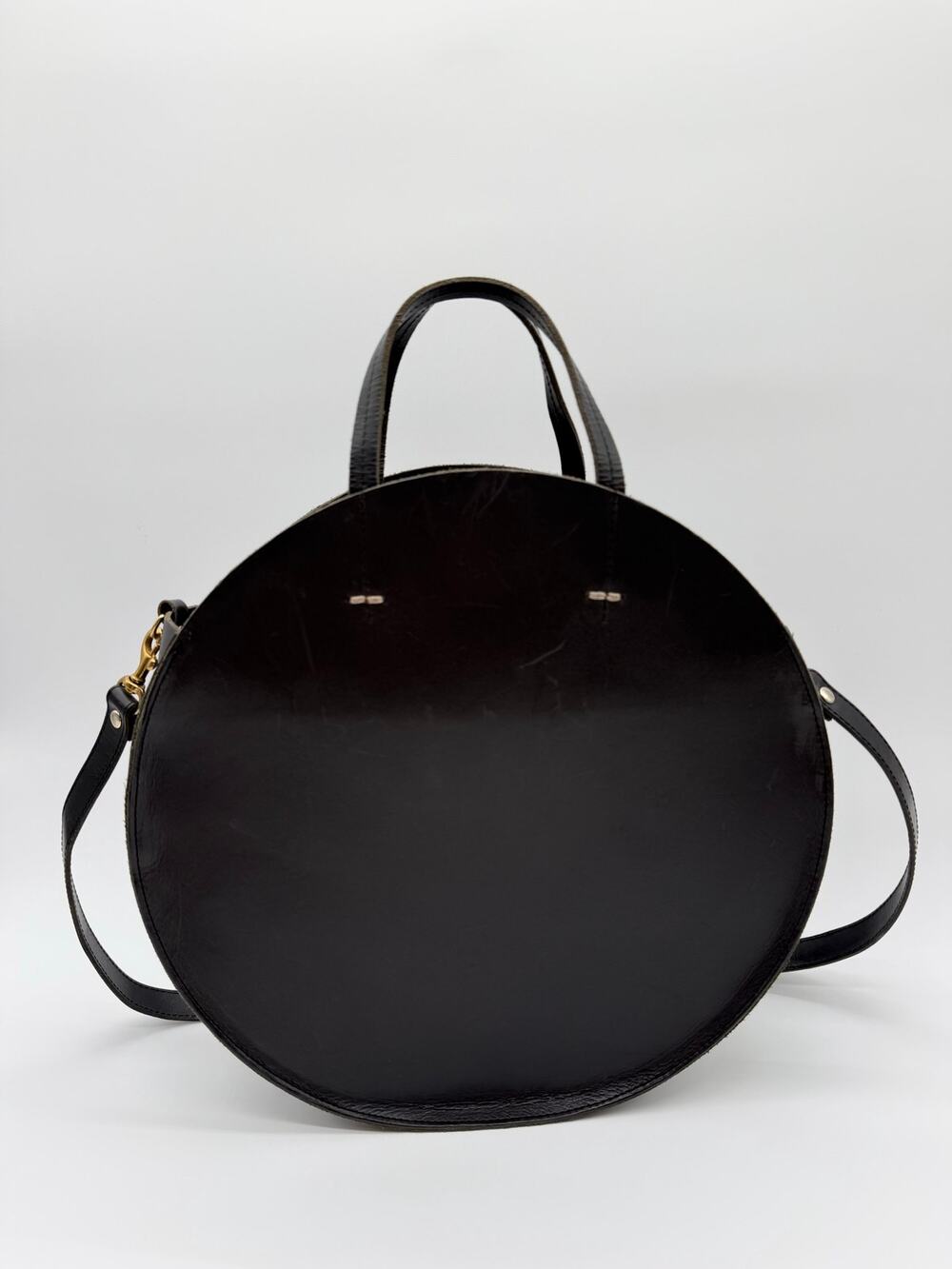 Clare V | Alistair Large Circle Bag Black Round Leather Crossbody Shoulder Bag